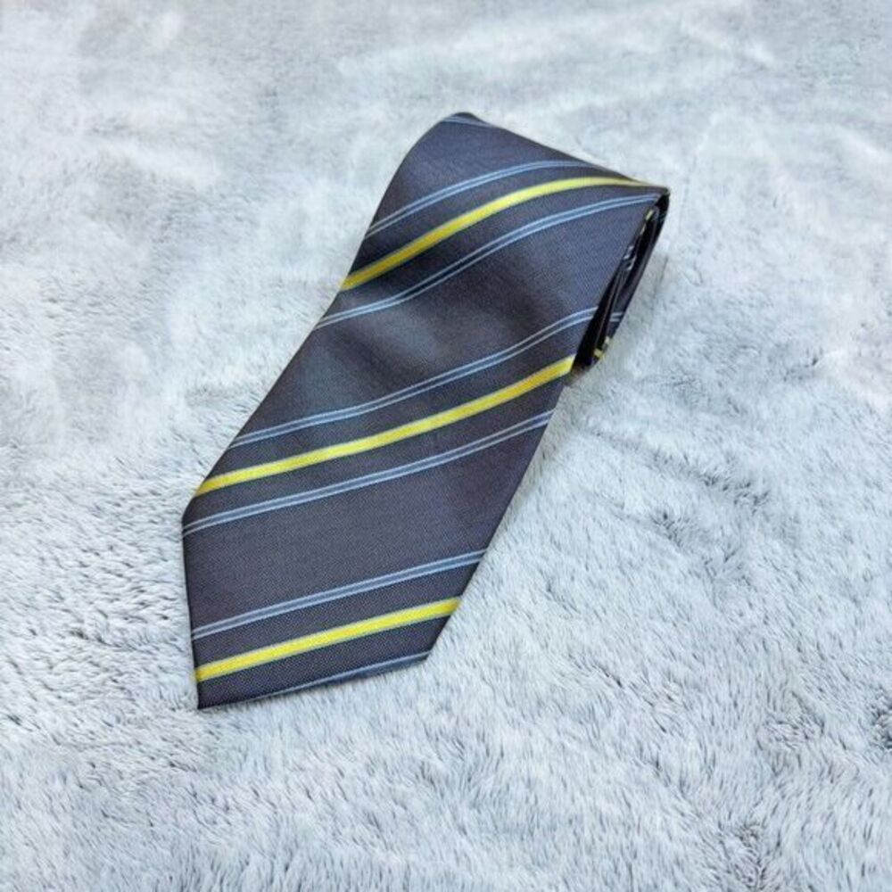 Ermenegildo Zegna Italy Tie Gray‎ Blue Stripes Luxury Necktie Silk Tie